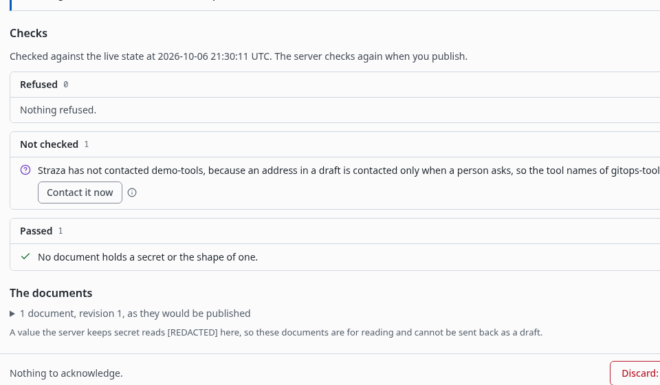 The draft that the apps directory proposed for gitops-tools, with Contact it now