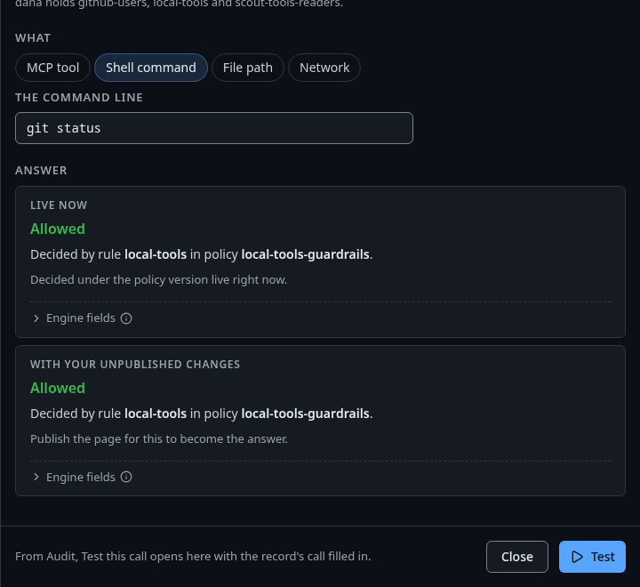 Test a call on a page with unpublished changes, answering for live now and with your changes
