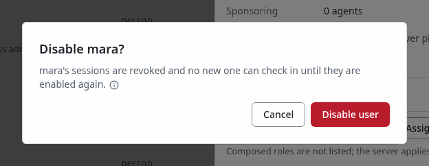 The Disable mara confirmation, which says what a disable stops